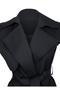 Black Color Women's Belted Trench Vest - 2