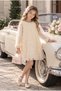 Baby Girl and Child Rose Embossed Tulle Detailed Birthday and Special Occasion Dress with Tulle Sleeves - 2