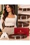 Williampolo Full Grain Leather Silver Buckle Brown Women's Belt - 4