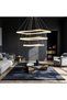 LED Pendant Chandelier with 3 Rectangular Gold Elements LT109 800W Equivalent - 3