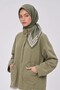Three-Line Detailed Twill Silk Scarf Green - 2