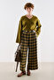 Plissed Plaid Wide-Leg Pants Plaid - 2