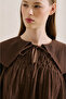 Muslin Embroidered Wide-Collar Blouse in Dusty Brown - 7