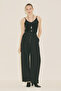 Wide Pleated Detail Ke Belt Pants Black