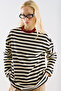 Striped Colorful Collar Long Sleeve T-Shirt Black