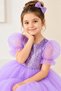 Balloon Sleeve Sequin Sequin Girl's Tutu Dress M00751 Lila - 3