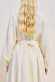 Embroidered Balloon Sleeve Muslin Dress Ecru - 6