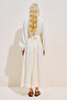 Embroidered Balloon Sleeve Muslin Dress Ecru - 7