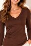 Soft, Comfortable and Fashionable Viscose V-Neck T-Shirt-Brown - 8