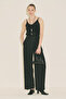Wide Pleated Detail Ke Belt Pants Black - 3
