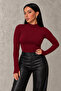 Women's Burgundy Toe Detailed Bodysuit - 6