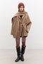 Shawl-Collar Checked Coat Camel - 4