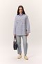 Striped Long Sleeve Oversize Tshirt Blue