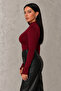 Women's Burgundy Toe Detailed Bodysuit - 5
