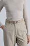 Basic Square Buckle Leather Belt Beige - 3