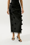 Flower Applied Pencil Skirt Black - 5