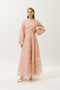 Puffy Floral Long Sleeve Evening Dress Powder Pink - 3