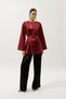 Hana Organza Bluz Bordo - 4