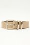 Basic Square Buckle Leather Belt Beige - 4