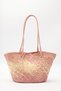 Leather Strap Straw Bag Pink - 4
