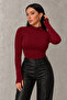 Women's Burgundy Toe Detailed Bodysuit - 2