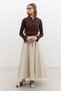 Leather-Detail Wide Skirt Stone - 2