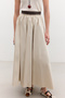 Leather-Detail Wide Skirt Stone - 5