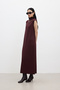 Sleeveless High Collar Knitting Dress Claret Red - 3