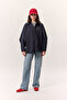 Cape Sleeve Short Trench Coat Navy Blue - 5