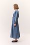 Denim Dress with Wide Arm Belt Blue - 6
