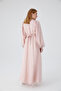 Stone-Embellished Organza Evening Dress Powder - 8