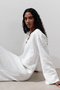 LINEN TIE-DETAIL DRESS ECRU - 4