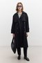 BUTTONED DOUBLE-BREASTED TRENCH COAT BLACK