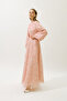 Puffy Floral Long Sleeve Evening Dress Powder Pink - 5