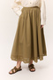 Wide Skirt with Embroidery Detail Green - 5