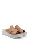 Women's Tan Cross-Strapped Wedge Heel Genuine Leather Comfort Slippers - 3
