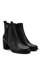 Women's Black Floater Zippered Thick Heeled Genuine Leather Boots - 4