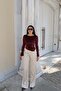 Velvet Fabric Spanish Sleeve Blouse - Burgundy - 4