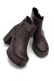 Women's Special Design Platform Heeled Cross Zipper Dark Brown Boots - 3