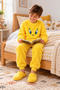 Yellow Girls and Boys Plush Tracksuit Set with Crew Neck Figure Ak4078 - 5