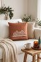 Cinnamon Color Warmest Wishes Slogan and Home Pattern Throw Pillow Cover
