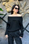 Madonna Collar Ribbed Oversize Knitted Sweater Sun125 - 3