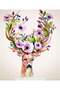 Diamond painting puzzle kit, floral horned deer 21x25 cm mosaic - 2