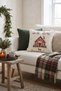 Watercolor New Year's Concept Sweet Mountain House and Globe Pattern Throw Pillow Cover - 2