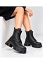 Women's Winter Zippered Black Boots - 6