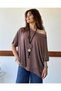 Short Sleeve Mink Tunic with Asymmetric Cut Necklace Std - 4