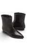 Women's Coffee Pointed Toe Low Heel Zippered Faux Leather Casual Office and Winter Boots - 7