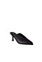 Women's Black Genuine Leather Thin Heeled Slippers Shoes - 2