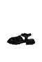 Women's Black Genuine Leather Flat Heel Buckle Cage Sandals Closed Toe - 4