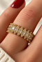 New Season Shuttle Model Row Zircon Stone Adjustable Women's Steel Ring Gold Does Not Tarnish Color Does Not Fade